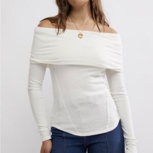 Free People Off-Shoulder Cream Sweater